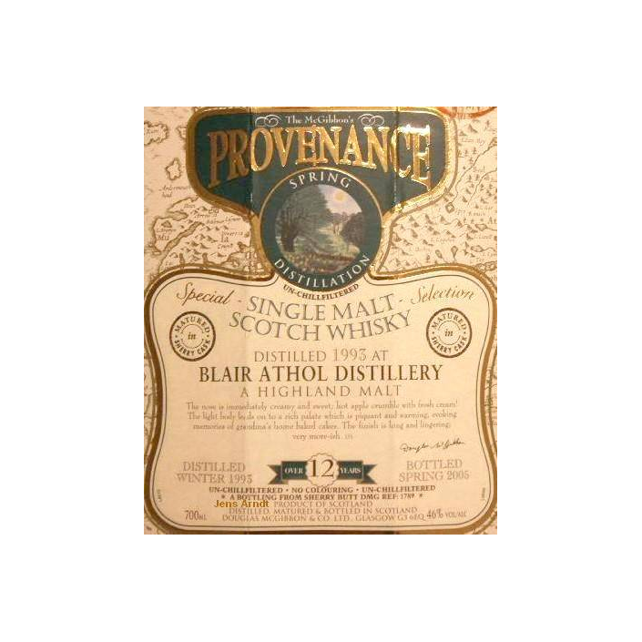 Blair Athol McGibbon's Provenance 1993 12 Years Single Malt Whisky 2