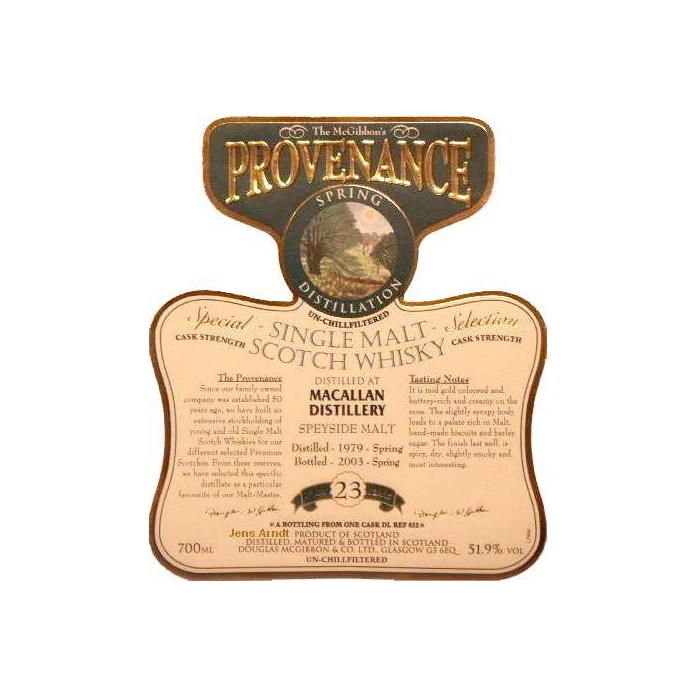 The Macallan McGibbon's Provenance 1979 23 Years Single Malt Whisky