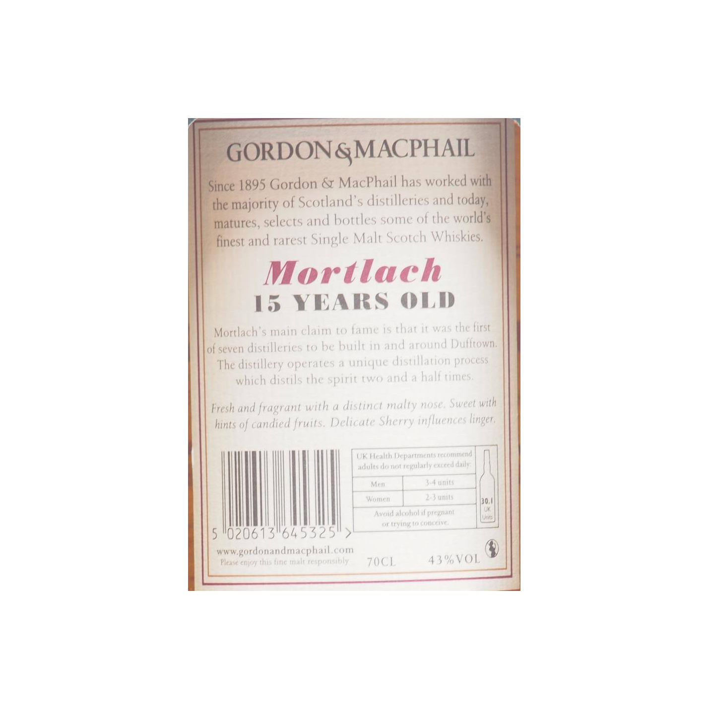 Mortlach Licensed Bottling 15 Years Single Malt Whisky 3