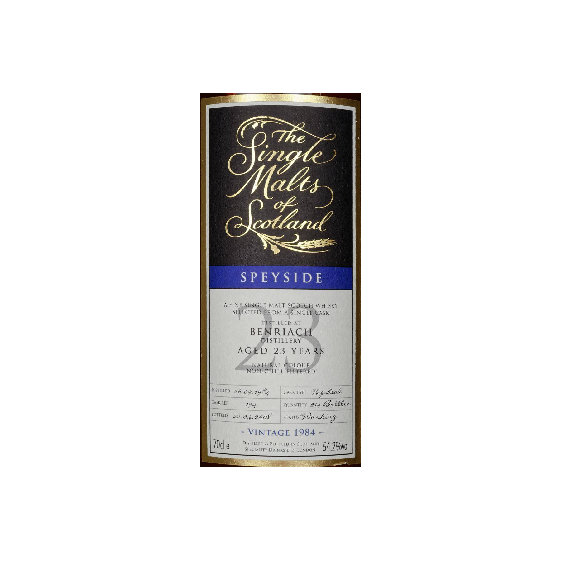 BenRiach The Single Malts of Scotland 1984 23 Years Single Malt Whisky 3