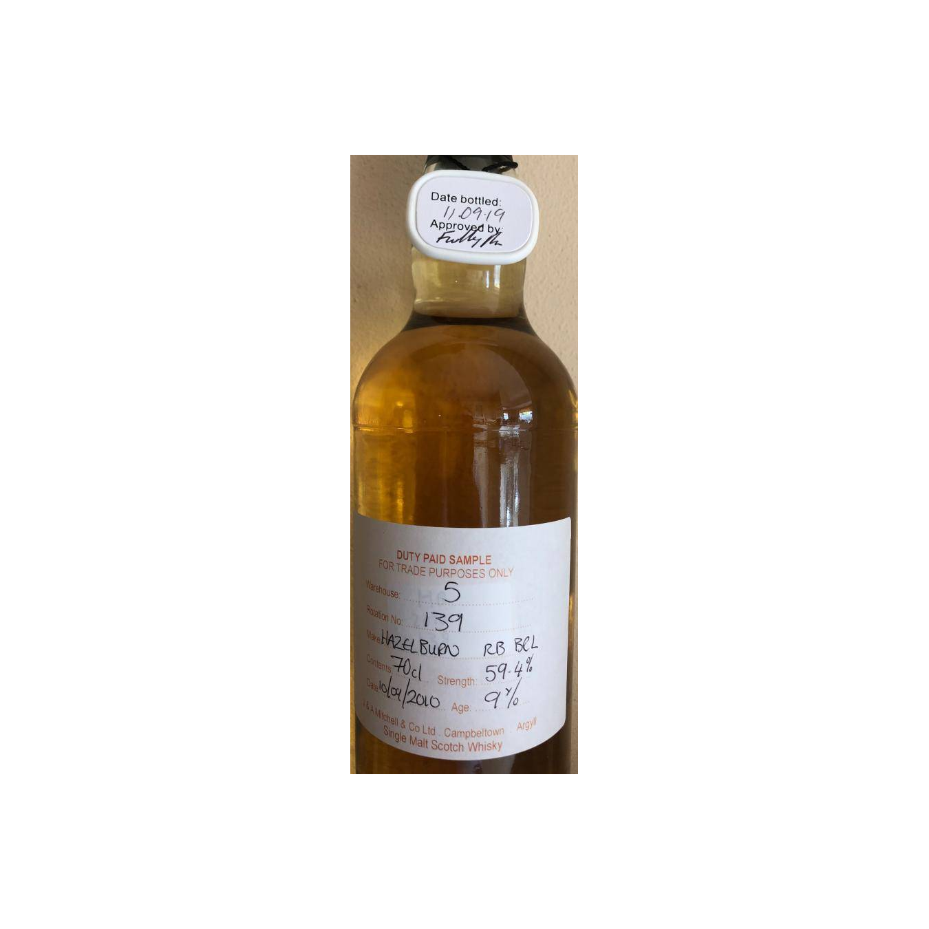 Hazelburn Duty Paid Sample - For Trade Purposes Only 2010 9 Years Single Malt Whisky 2