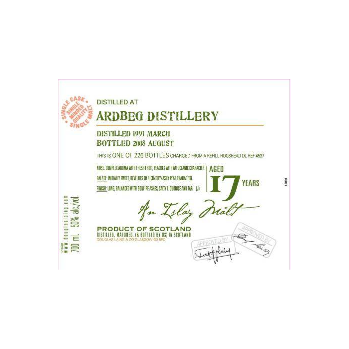 Ardbeg Old Malt Cask 1991 17 Years Single Malt Whisky 2