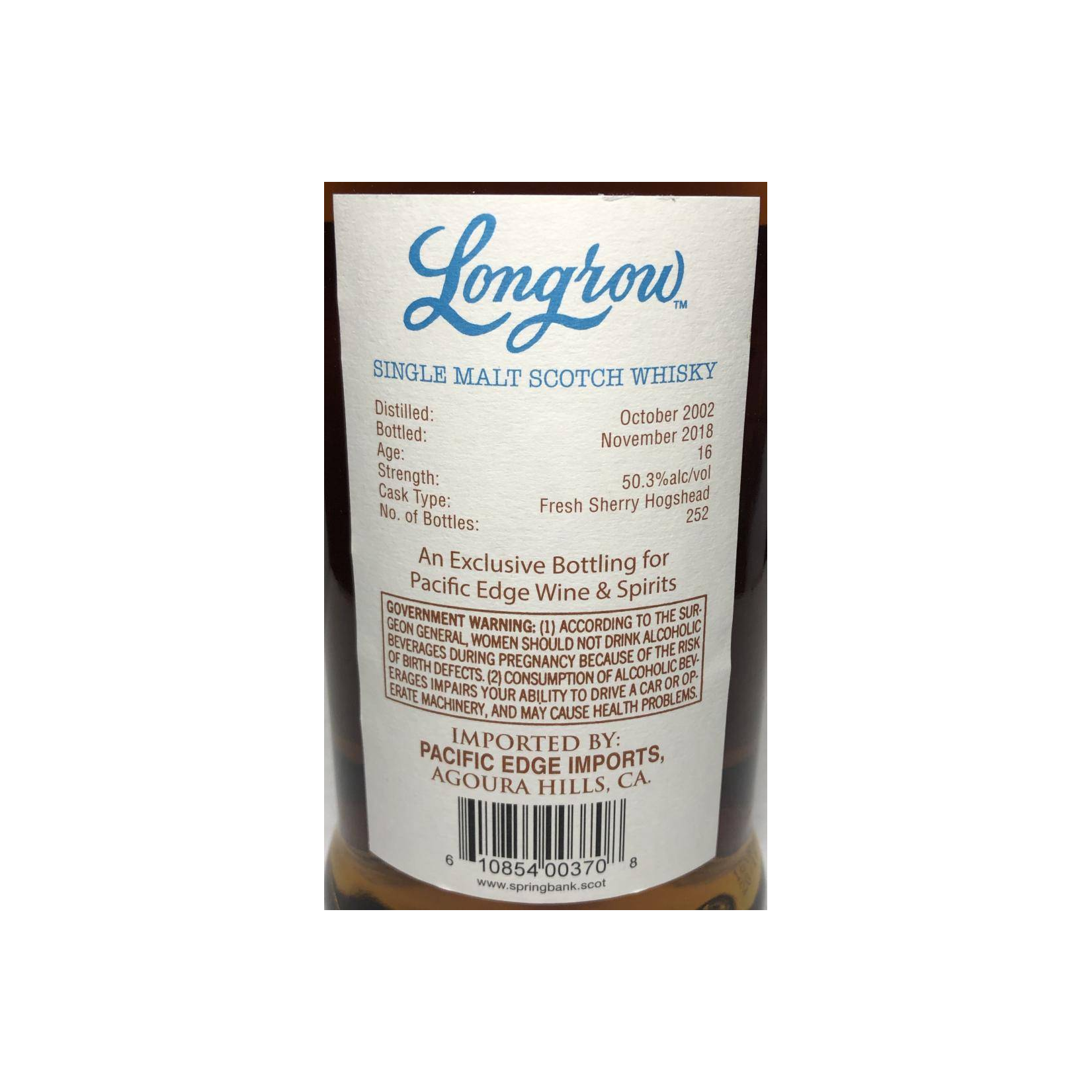 Longrow Single Cask 2002 16 Years Single Malt Whisky 2