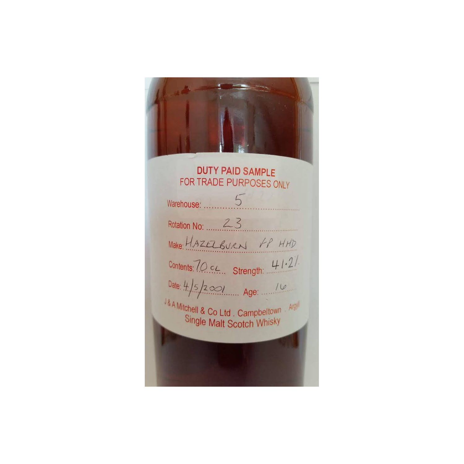 Hazelburn Duty Paid Sample - For Trade Purposes Only 2001 16 Years Single Malt Whisky 2
