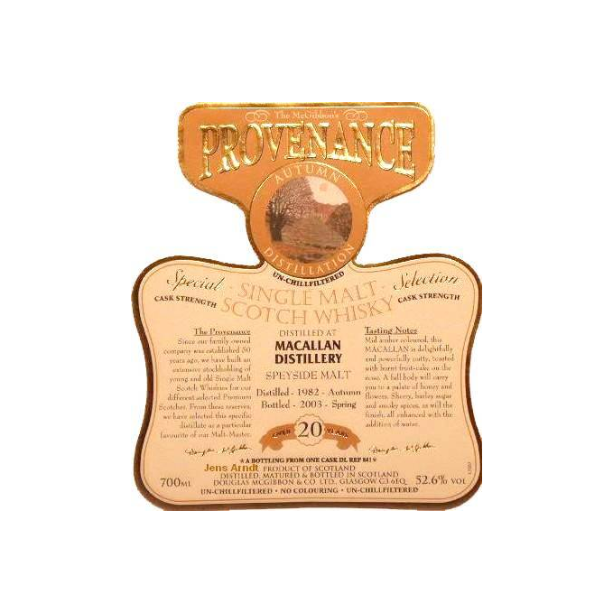 The Macallan McGibbon's Provenance 1982 20 Years Single Malt Whisky