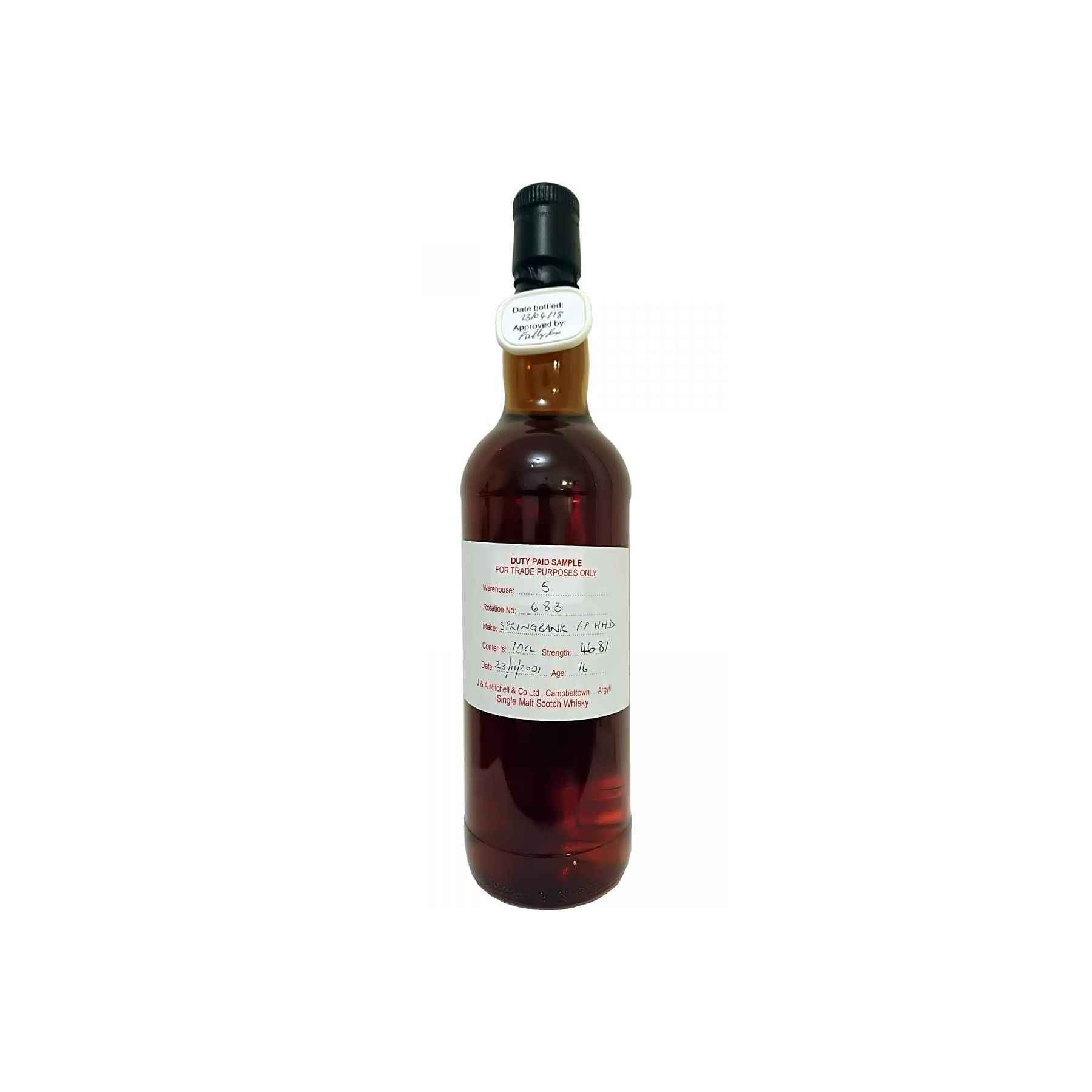 Springbank Duty Paid Sample - For Trade Purposes Only 2001 16 Years Single Malt Whisky