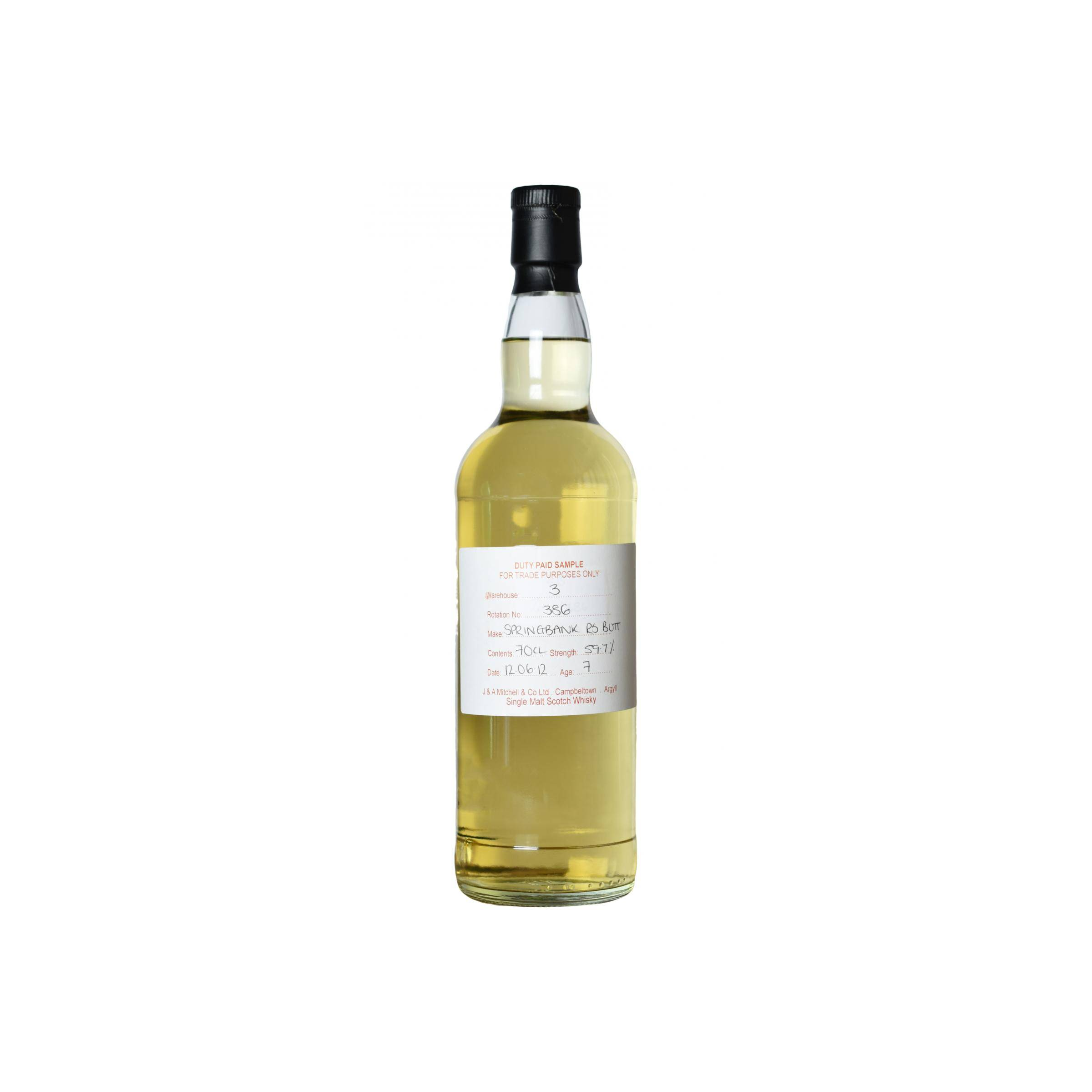 Springbank Duty Paid Sample - For Trade Purposes Only 2012 7 Years Single Malt Whisky