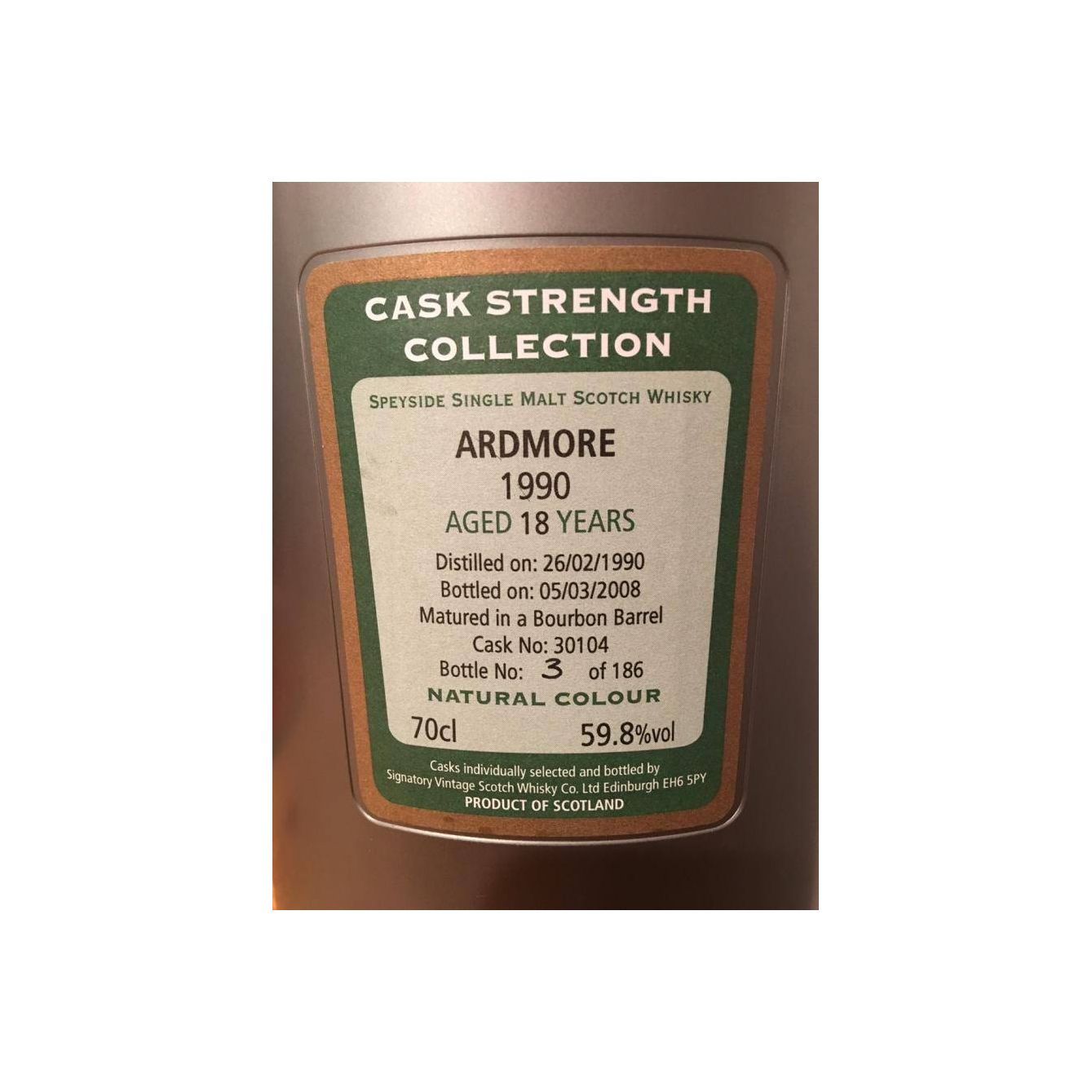 Ardmore Cask Strength Collection 1990 18 Years Single Malt Whisky