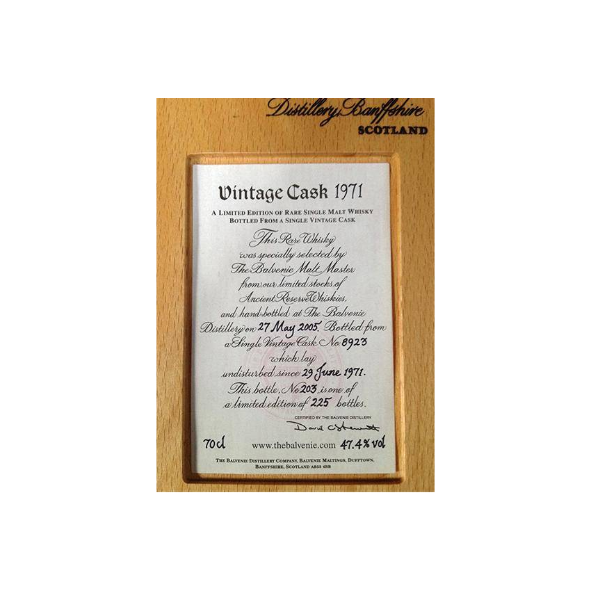 The Balvenie 1971 33 Years Single Malt Whisky 3
