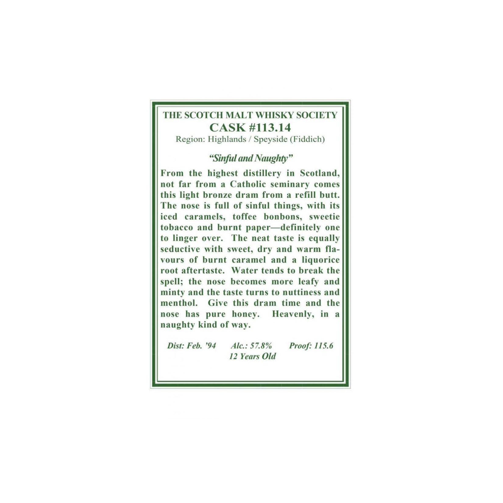 The Scotch Malt Whisky Society 1994 12 Years Single Malt Whisky 2