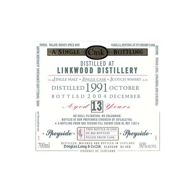 Linkwood Old Malt Cask 1991 13 Years Single Malt Whisky