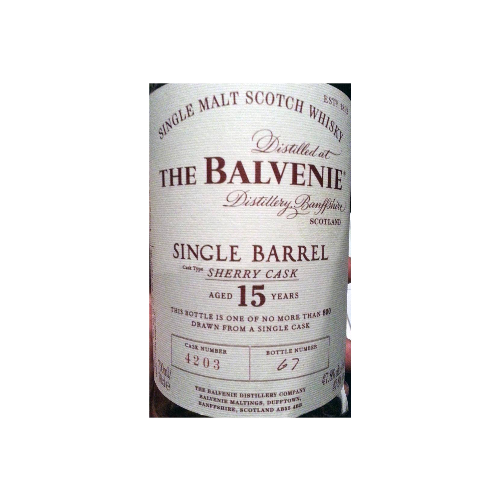 The Balvenie 15 Years Single Malt Whisky