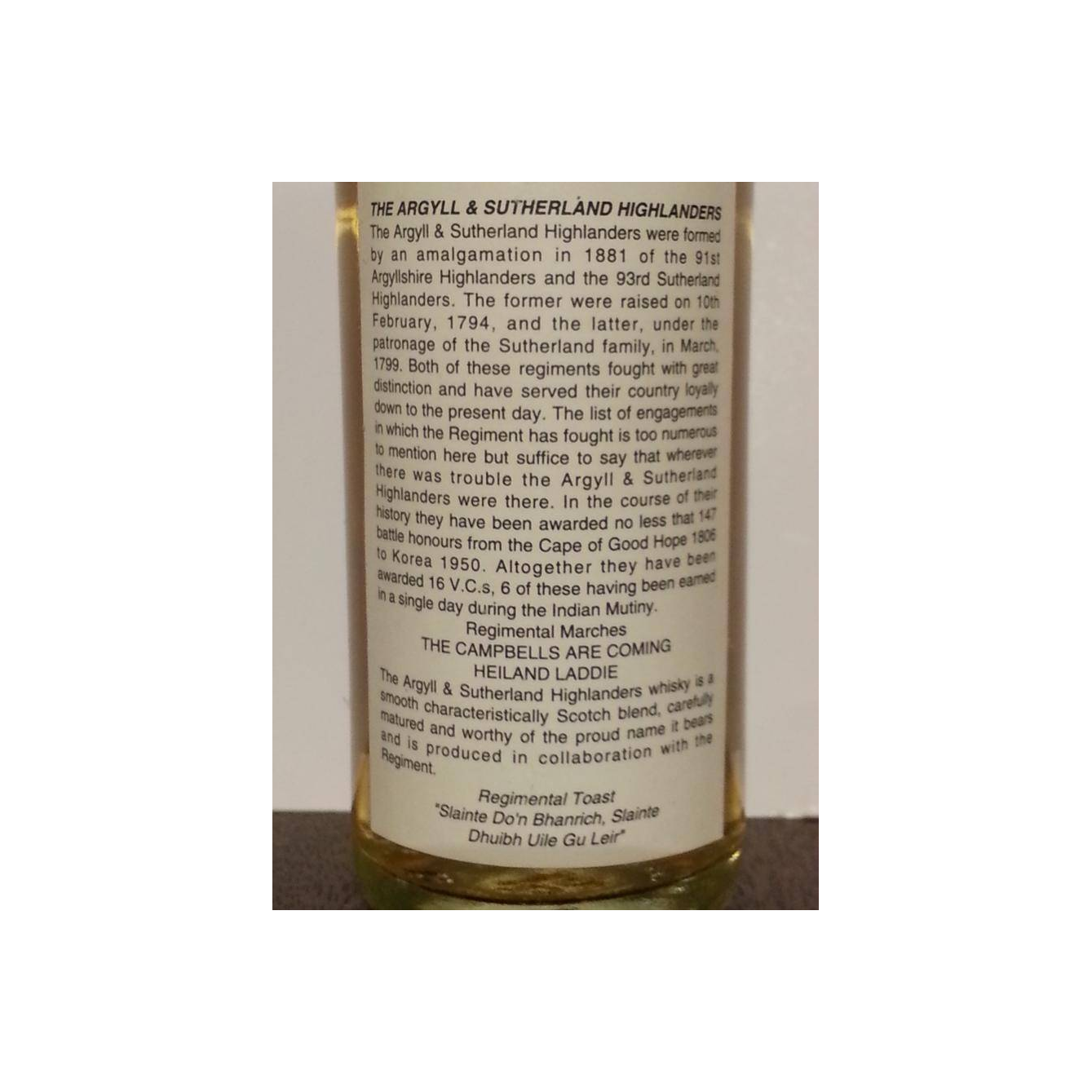 The Argyll And Sutherland Highlanders Scotch Whisky 3