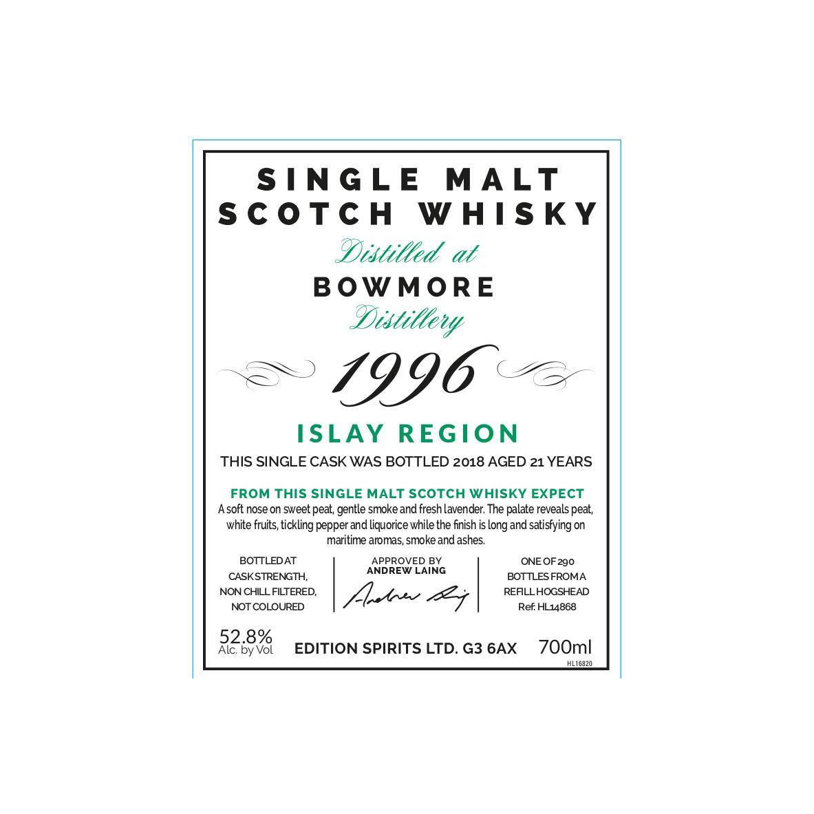 Bowmore The First Editions 1996 21 Years Single Malt Whisky 3