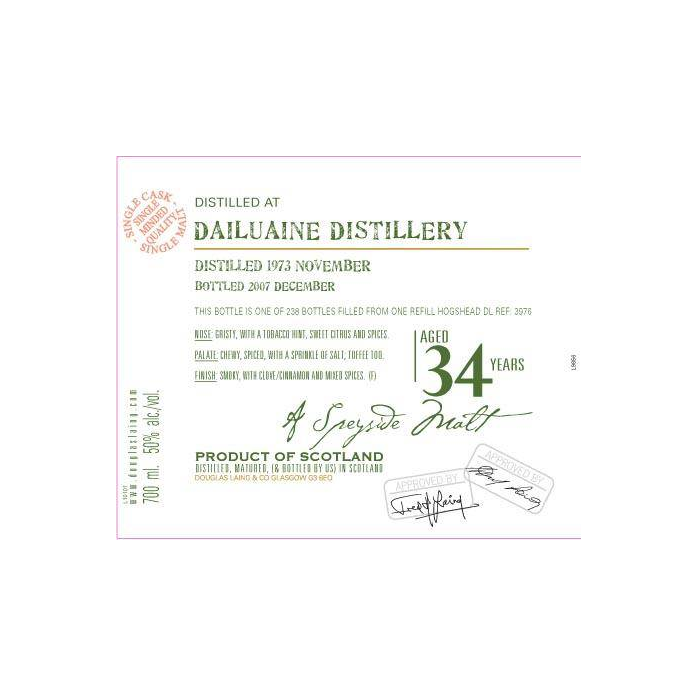 Dailuaine Old Malt Cask 1973 34 Years Single Malt Whisky 2