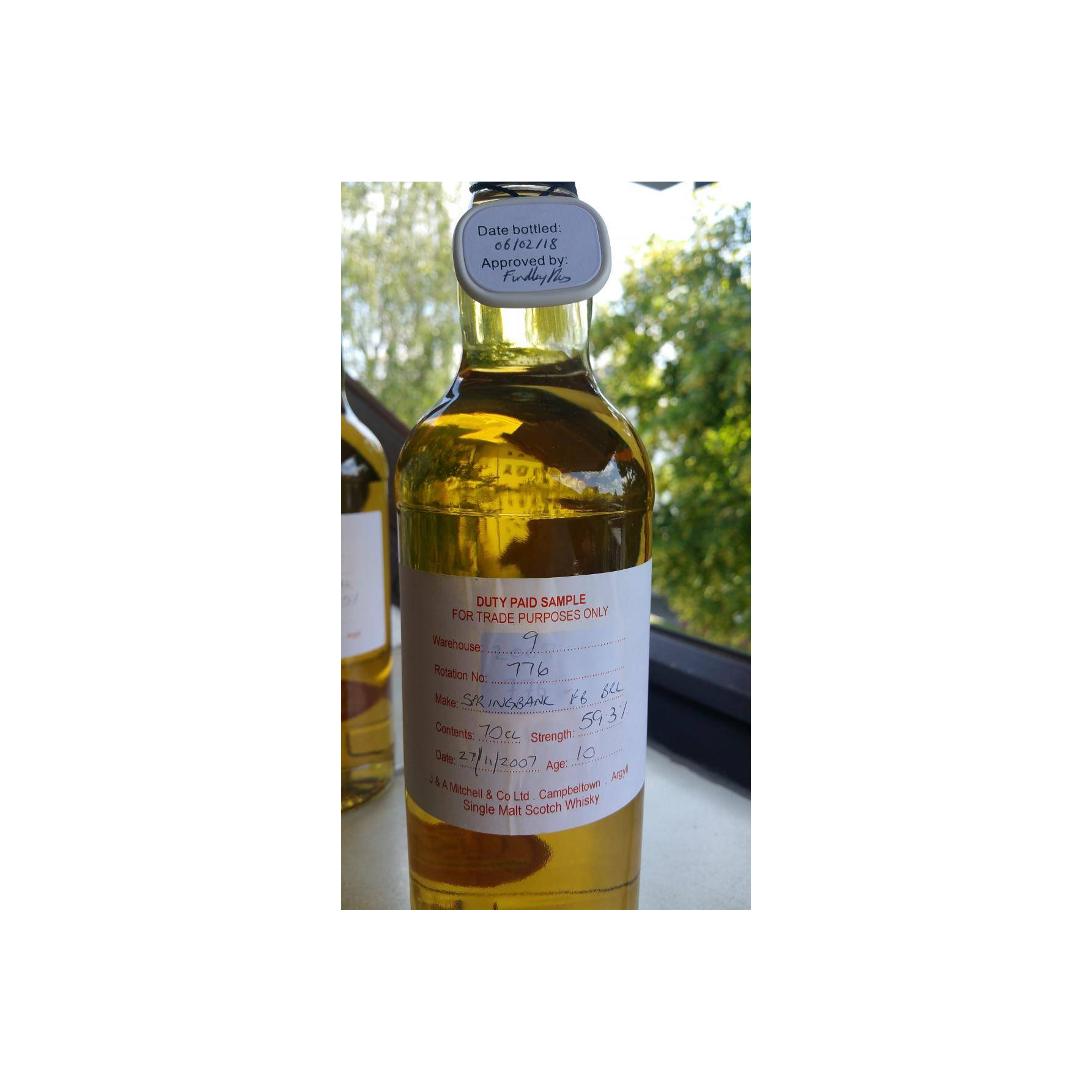 Springbank Duty Paid Sample - For Trade Purposes Only 2007 10 Years Single Malt Whisky