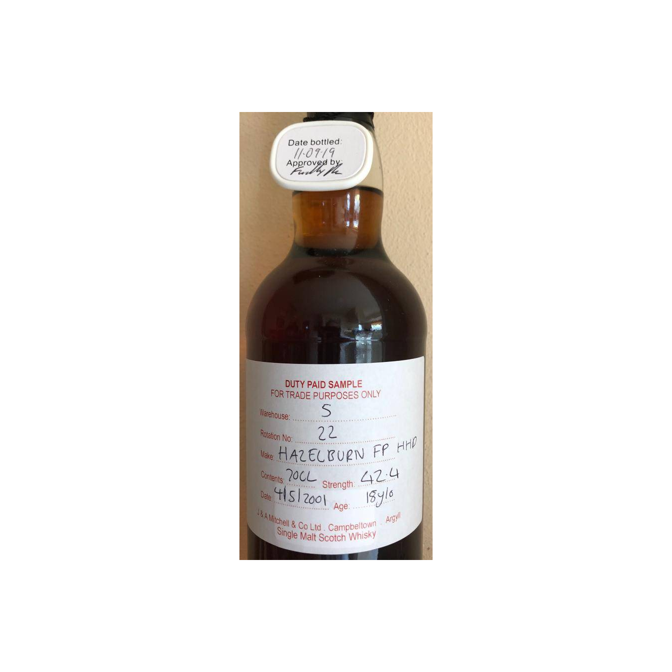 Hazelburn Duty Paid Sample - For Trade Purposes Only 2001 18 Years Single Malt Whisky 2