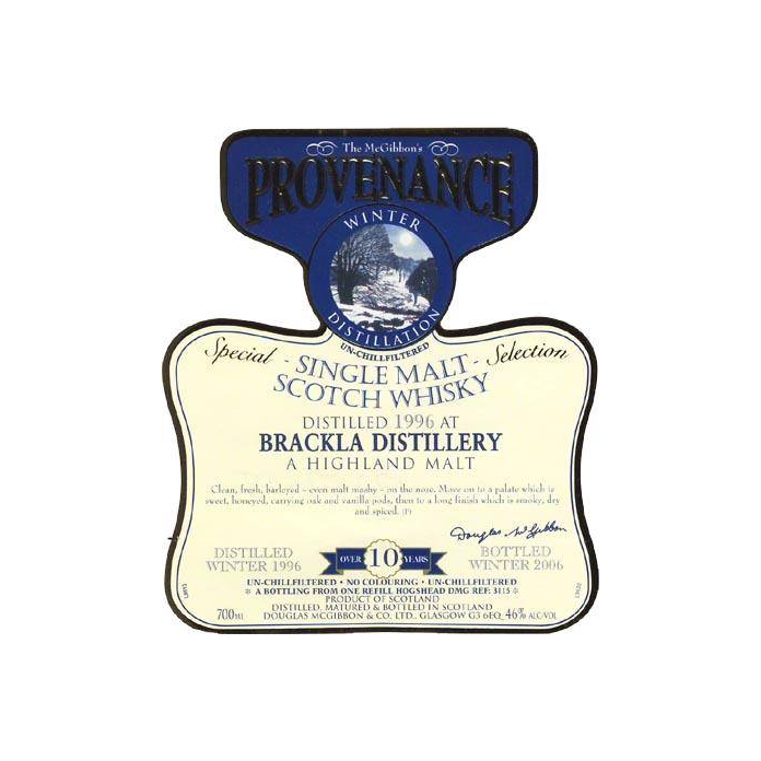 Royal Brackla McGibbon's Provenance 1996 10 Years Single Malt Whisky