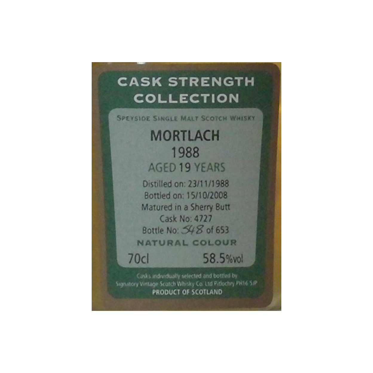 Mortlach Cask Strength Collection 1988 19 Years Single Malt Whisky 2