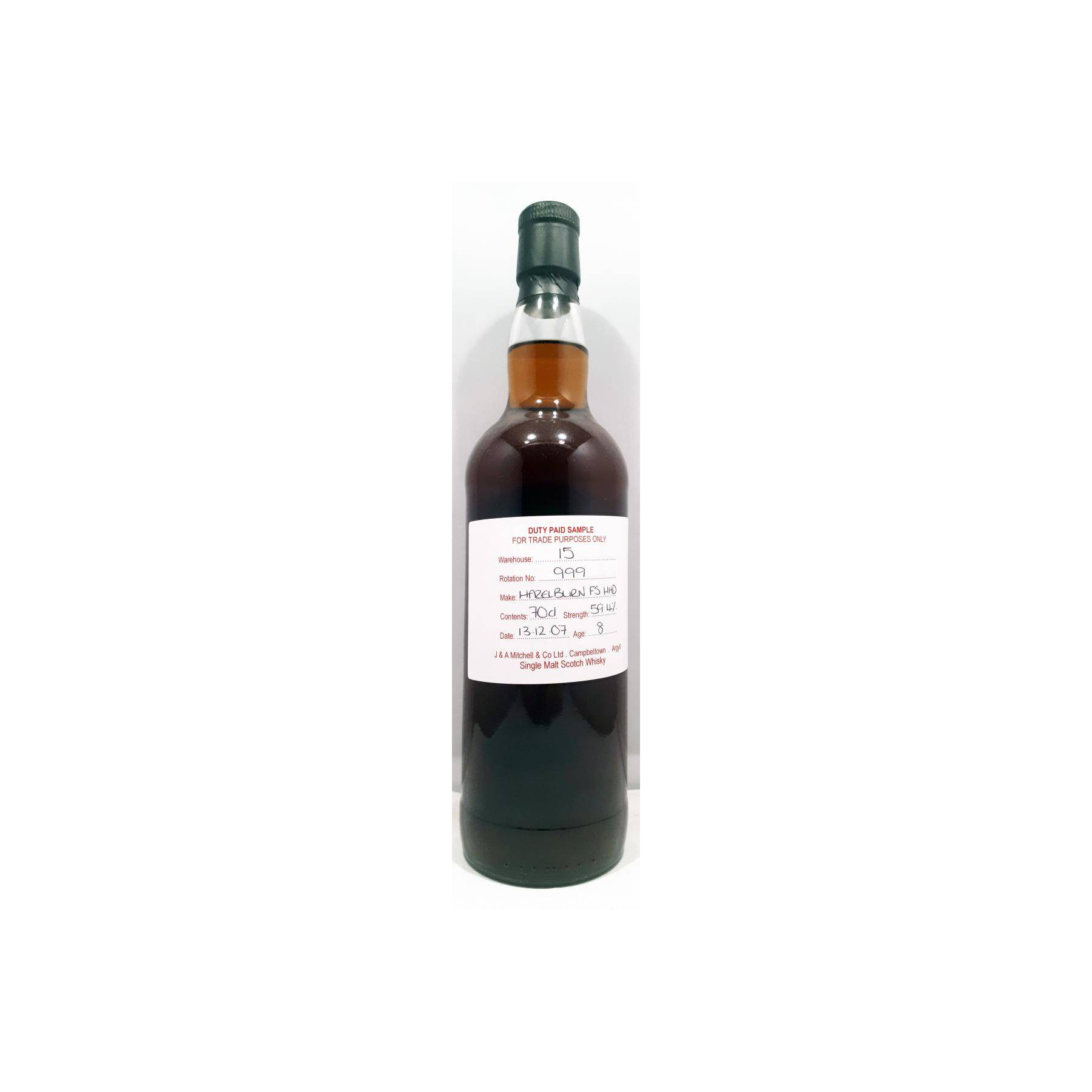 Hazelburn Duty Paid Sample - For Trade Purposes Only 2007 8 Years Single Malt Whisky