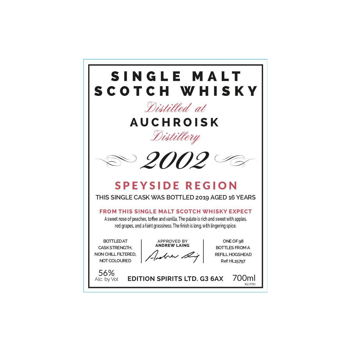 Auchroisk The First Editions 2002 16 Years Single Malt Whisky 2