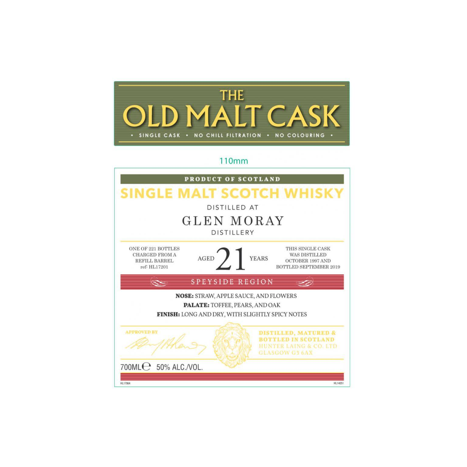 Glen Moray Old Malt Cask 1997 21 Years Single Malt Whisky