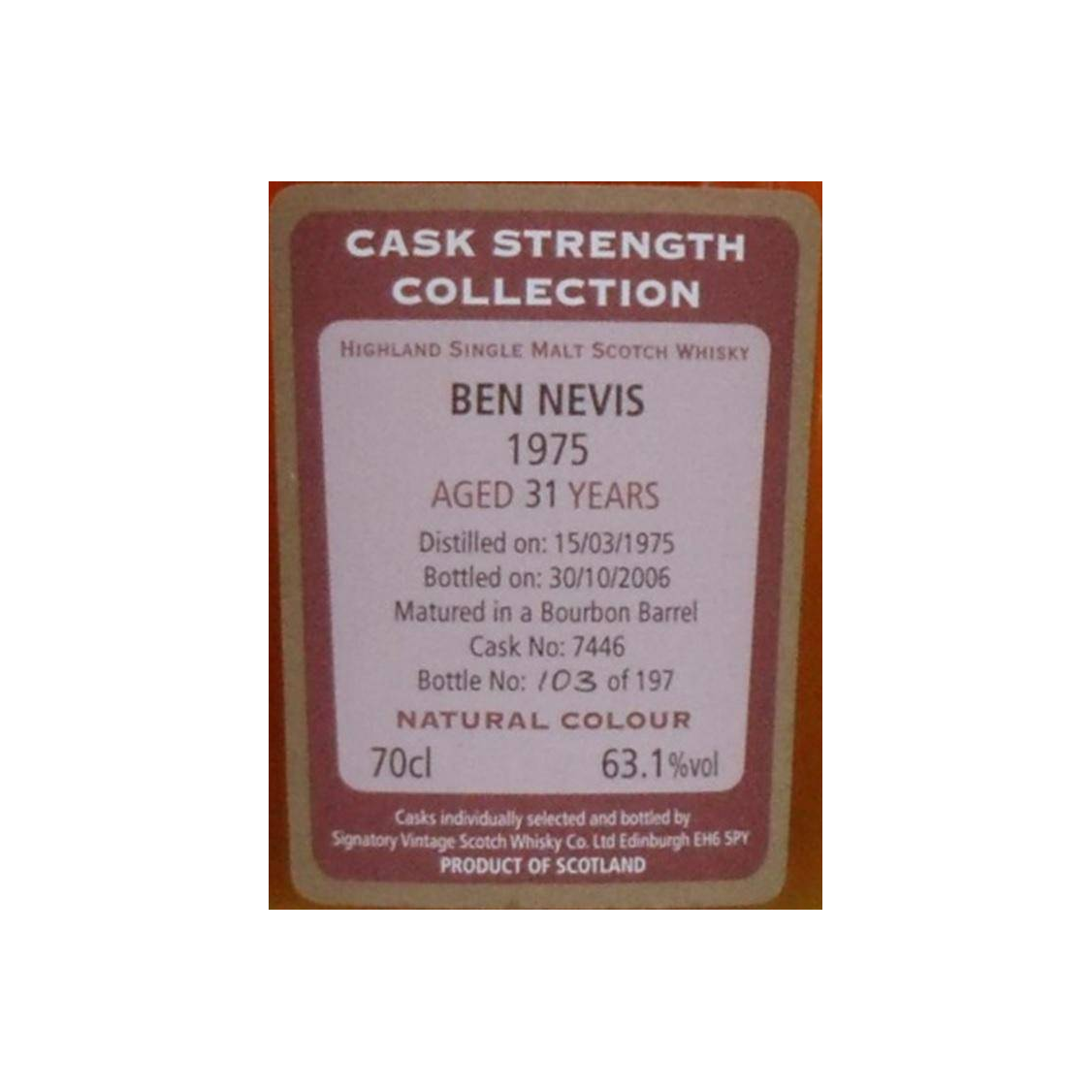 Ben Nevis Cask Strength Collection 1975 31 Years Single Malt Whisky 2