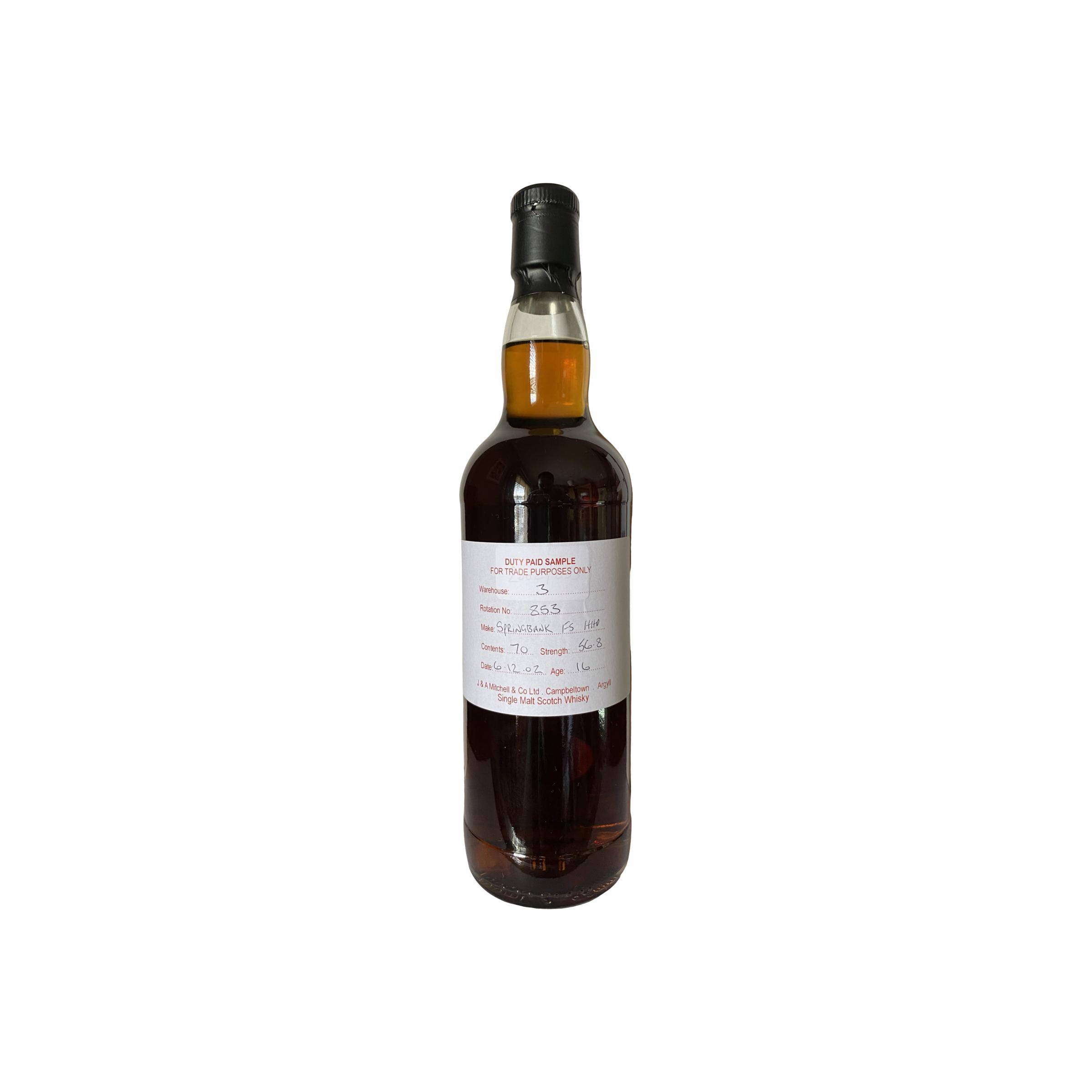 Springbank Duty Paid Sample - For Trade Purposes Only 2002 16 Years Single Malt Whisky