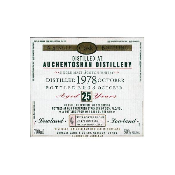 Auchentoshan Old Malt Cask 1978 25 Years Single Malt Whisky