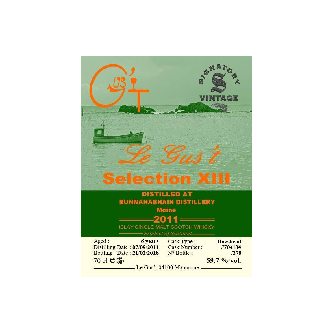 Bunnahabhain 2011 6 Years Single Malt Whisky