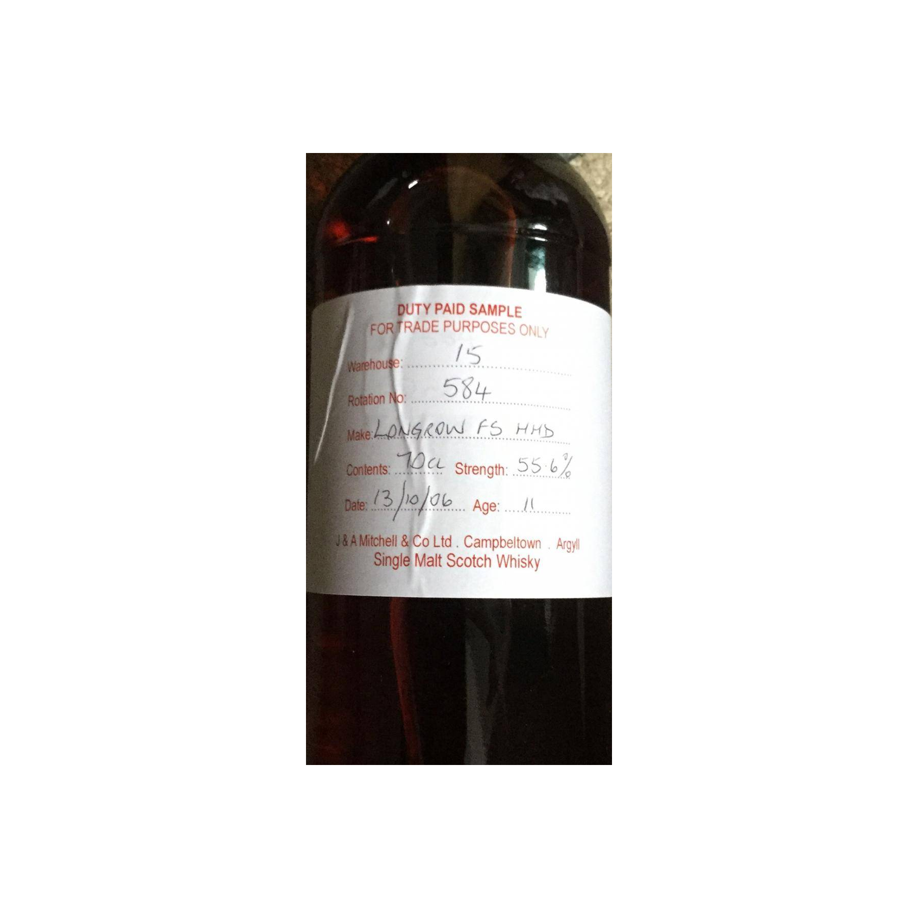 Longrow Duty Paid Sample - For Trade Purposes Only 2006 11 Years Single Malt Whisky 2