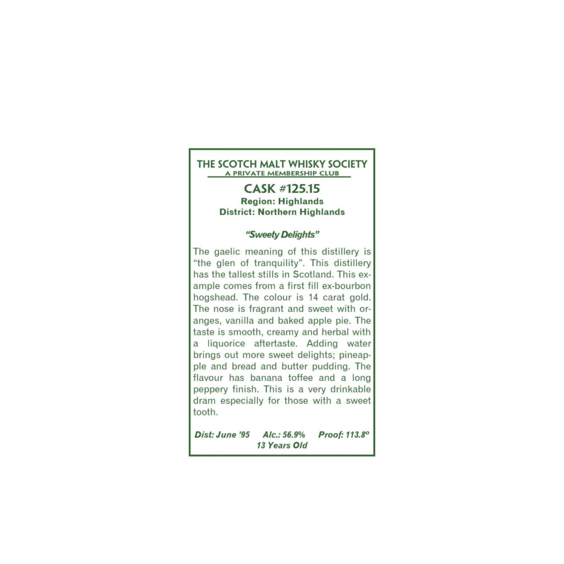 The Scotch Malt Whisky Society 1995 13 Years Single Malt Whisky