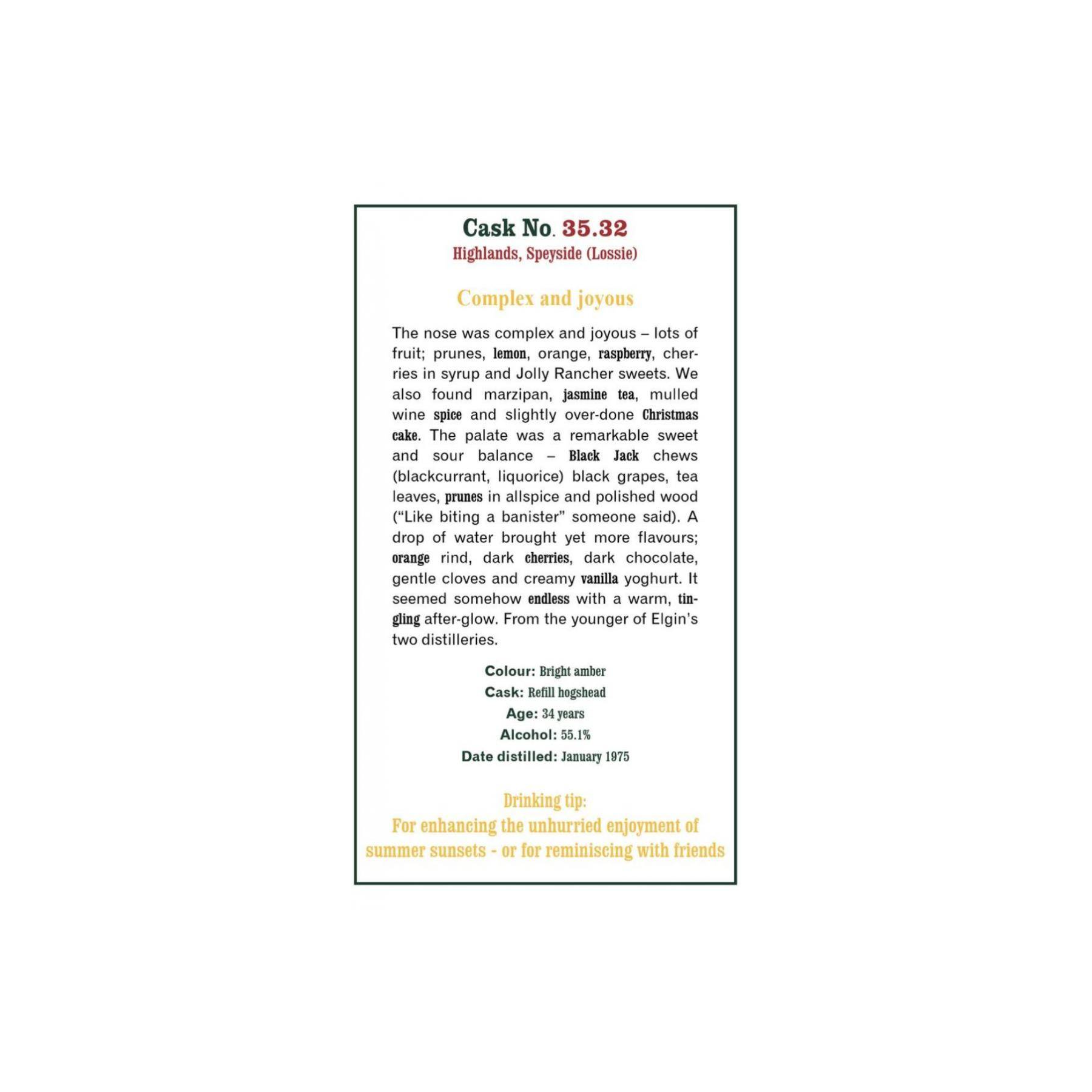 The Scotch Malt Whisky Society 1975 34 Years Single Malt Whisky