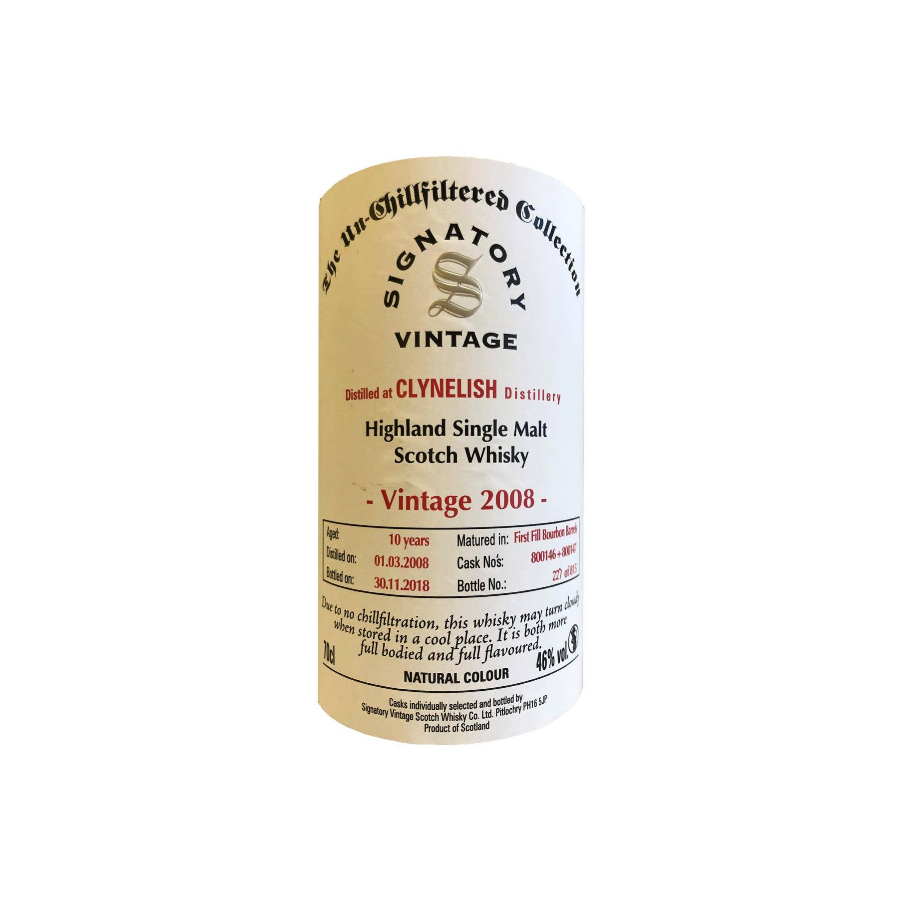 Clynelish The Un-Chillfiltered Collection 2008 10 Years Single Malt Whisky 2