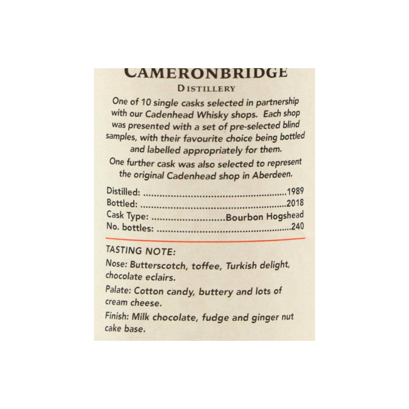 Cameronbridge 1989 29 Years Single Grain Whisky 3