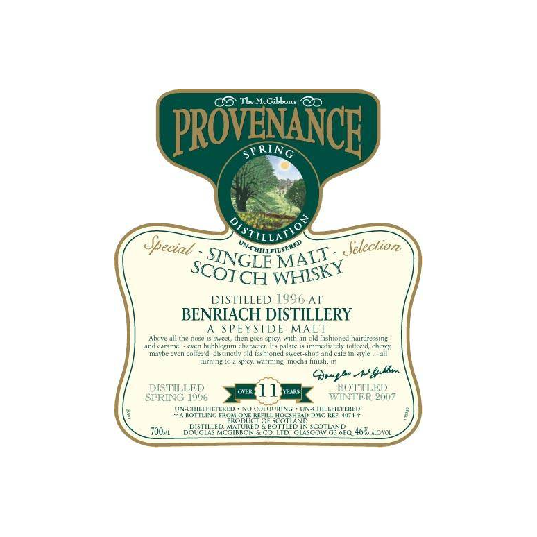 BenRiach McGibbon's Provenance 1996 11 Years Single Malt Whisky