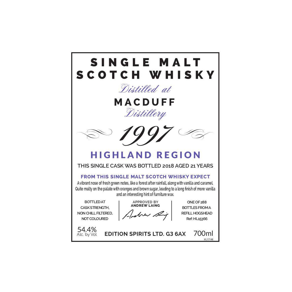 Macduff The First Editions 1997 21 Years Single Malt Whisky 2