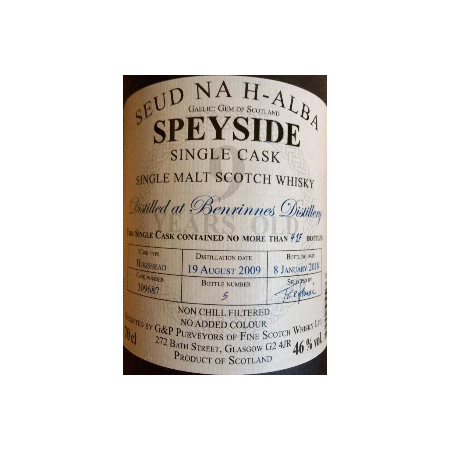 Benrinnes 2009 9 Years Single Malt Whisky
