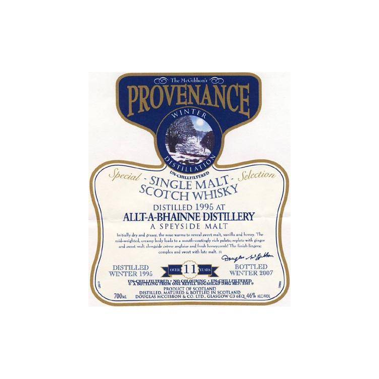 Allt-A-Bhainne McGibbon's Provenance 1995 11 Years Single Malt Whisky 2