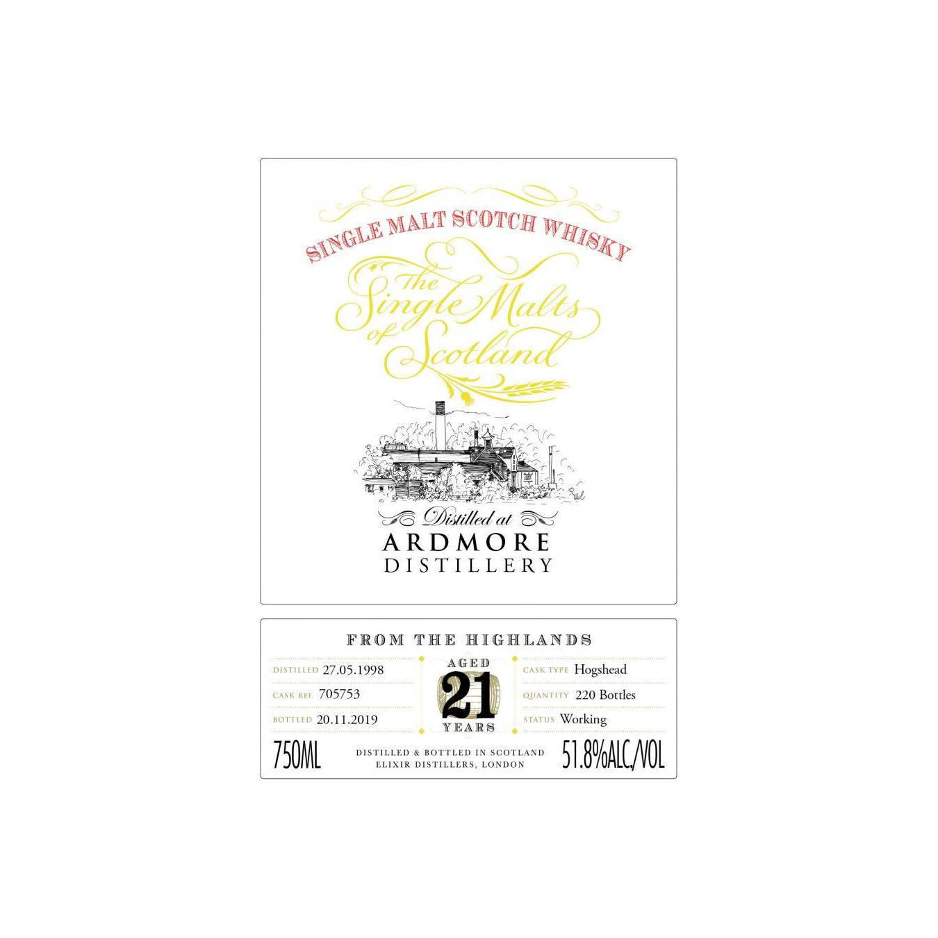 Ardmore The Single Malts of Scotland 1998 21 Years Single Malt Whisky 3