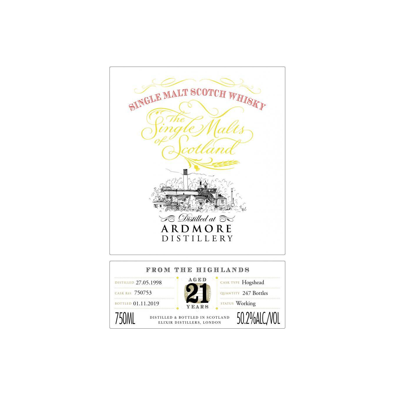 Ardmore The Single Malts of Scotland 1998 21 Years Single Malt Whisky 2