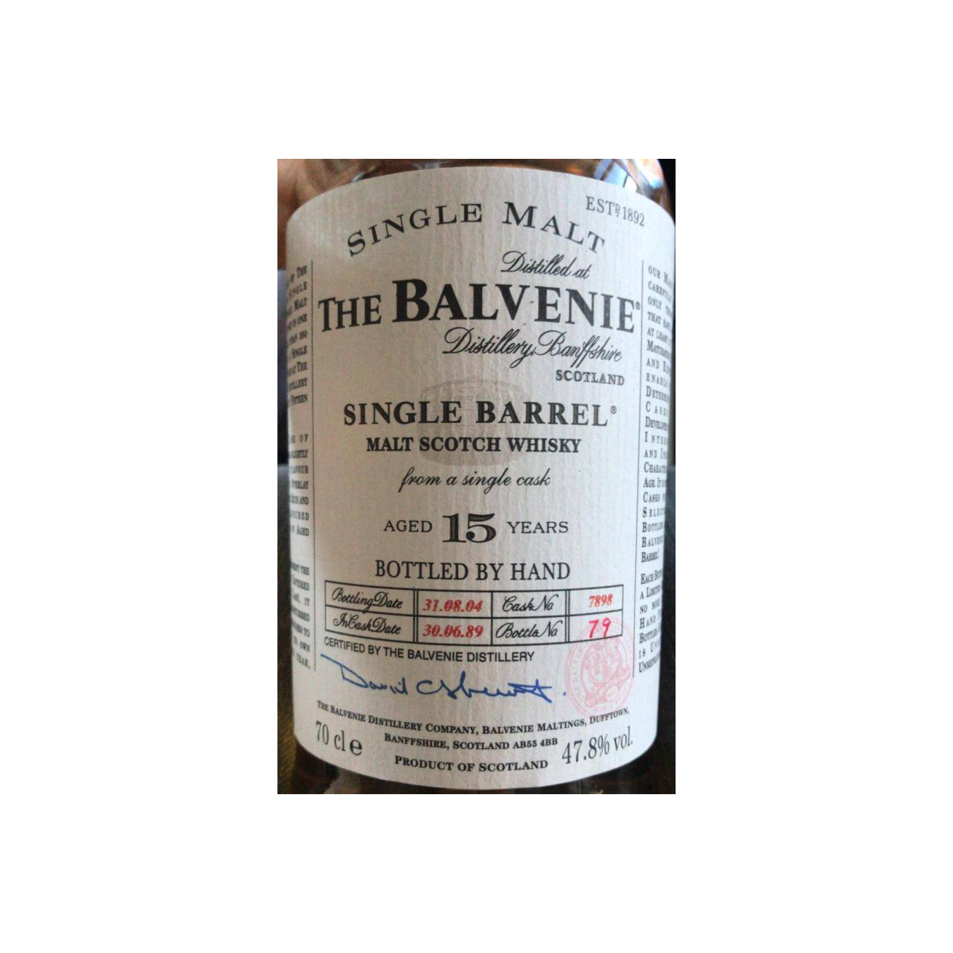 The Balvenie Single Cask 1989 15 Years Single Malt Whisky