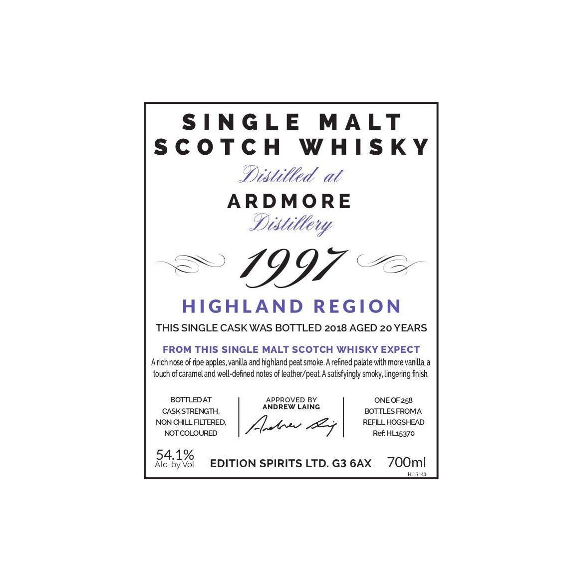 Ardmore The First Editions 1997 20 Years Single Malt Whisky 3