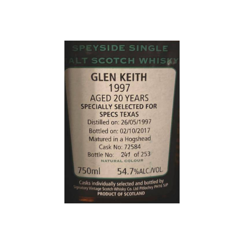 Glen Keith Cask Strength Collection 1997 20 Years Single Malt Whisky