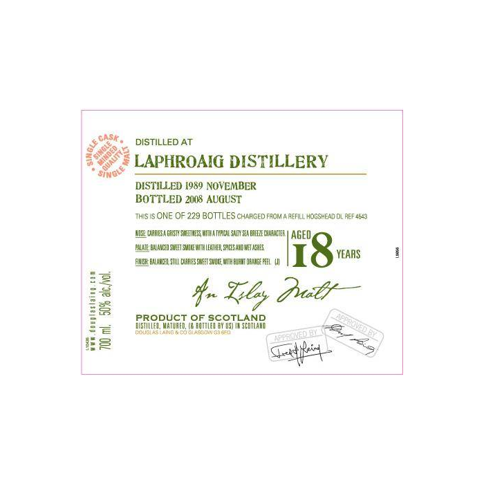Laphroaig Old Malt Cask 1989 18 Years Single Malt Whisky