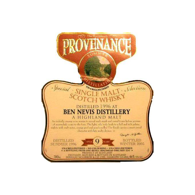 Ben Nevis McGibbon's Provenance 1996 9 Years Single Malt Whisky