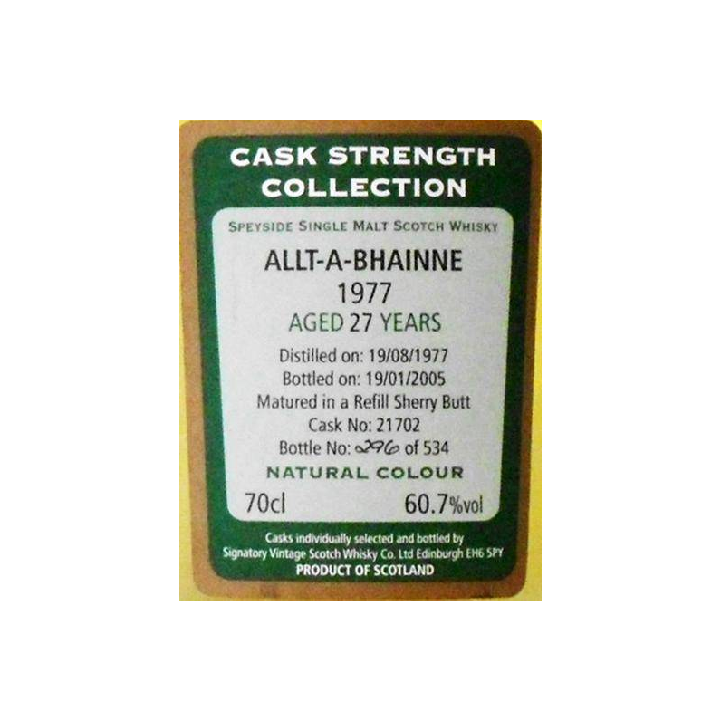 Allt-A-Bhainne Cask Strength Collection 1977 27 Years Single Malt Whisky 2