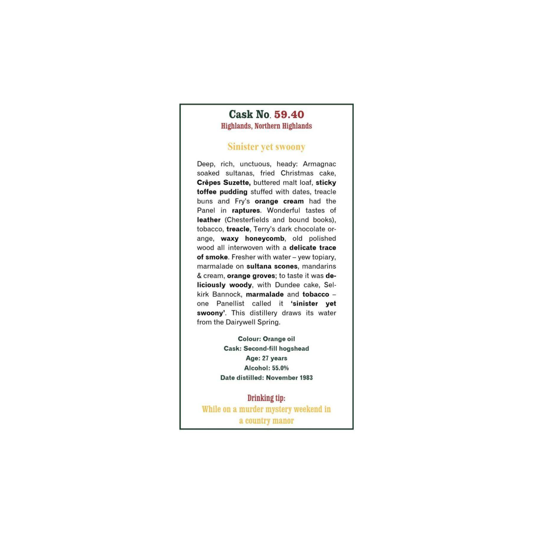 The Scotch Malt Whisky Society 1983 27 Years Single Malt Whisky
