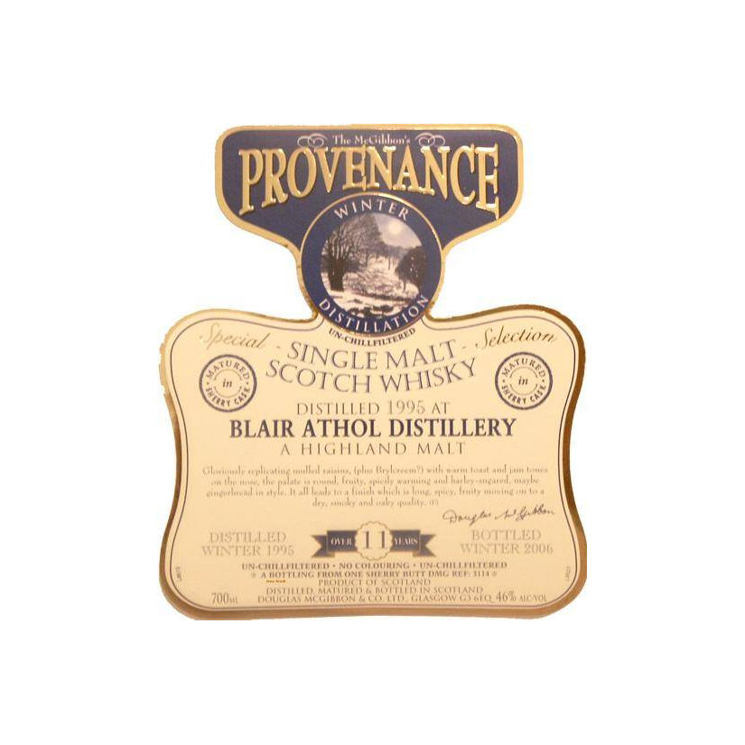 Blair Athol McGibbon's Provenance 1995 11 Years Single Malt Whisky