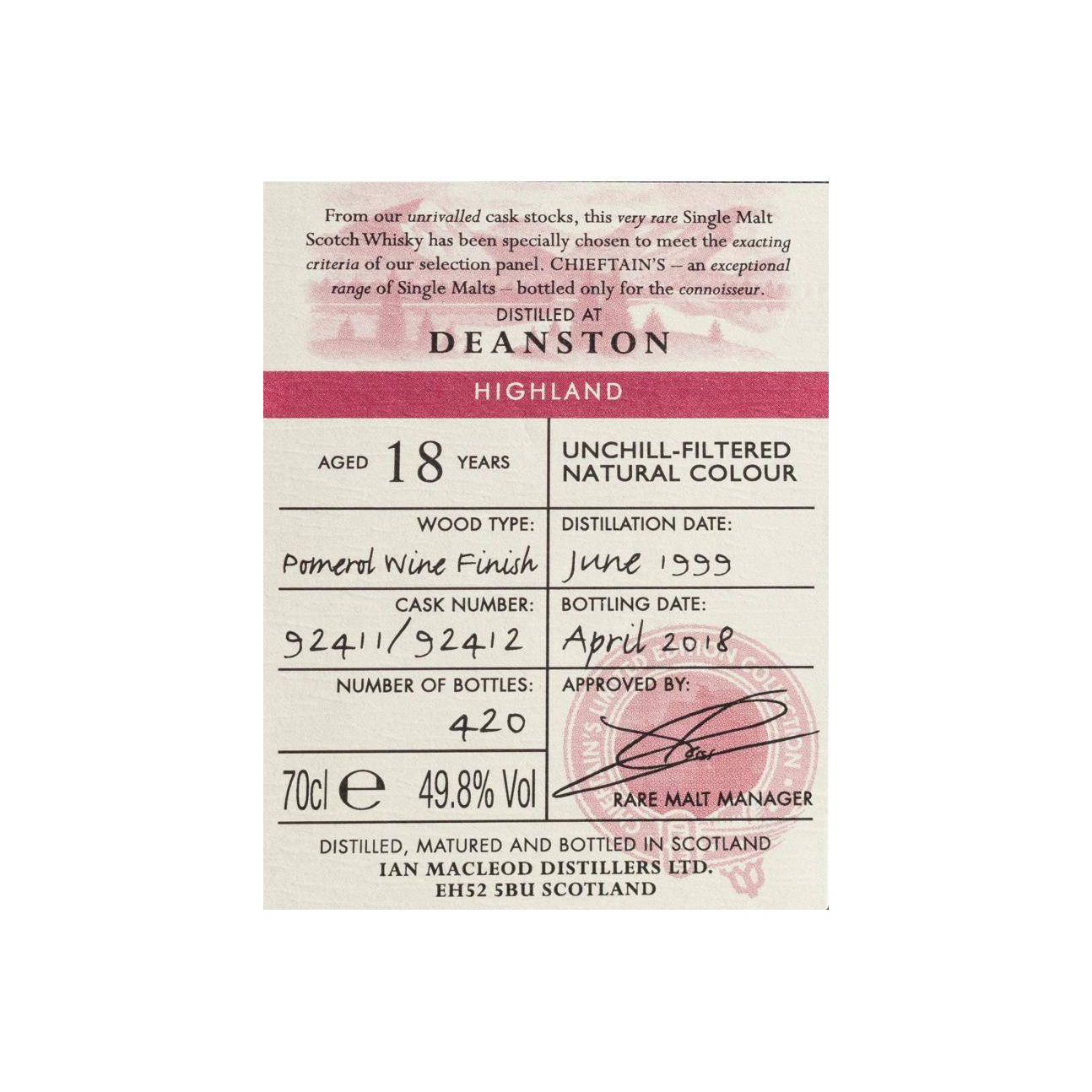 Deanston 1999 18 Years Single Malt Whisky 2